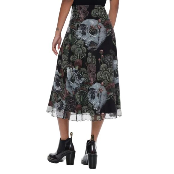 Hot Topic Thorn & Fable Dark Forest Mesh Skull & Mushroom Midi Skirt XL - Picture 3 of 3